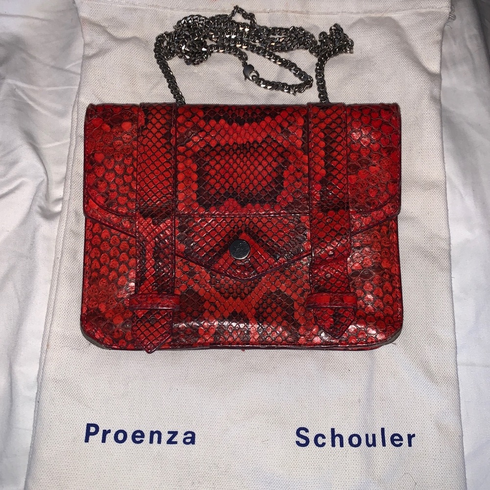 Red Snakeskin Proenza Schouler Wallet on Chain